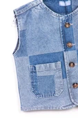 La Ciel Paris Çocuk Denim Yelek – Patchwork Tasarım, Düğmeli thumbnail 3