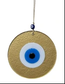 Gold Renk Cam Nazar Boncuklu 20 Santimetre Duvar Süsü thumbnail 2