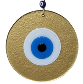 Gold Renk Cam Nazar Boncuklu 20 Santimetre Duvar Süsü thumbnail 1