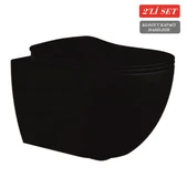Creavit Free Asma Klozet (FE320.SM) + Duck Yavaş Kapanan Kapak Mat Siyah 2'li Set - 1