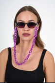 Mor Akrilik Kalın Tasarım Gözlük Zinciri - 2