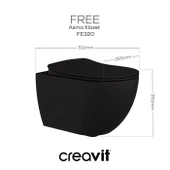 Creavit Free Asma Klozet (FE320.SM) + Duck Yavaş Kapanan Kapak Mat Siyah 2'li Set - 2