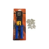 Technozi RJ45 RJ11 RJ12 Cat5 Cat6 Yeni Nesil Konnektör Kolay Sıkma Pensesi + 10 Delikli Jack thumbnail 2