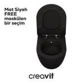 Creavit Free Asma Klozet (FE320.SM) + Duck Yavaş Kapanan Kapak Mat Siyah 2'li Set - 4