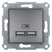 Schneider Electric EPH2700262 Asfora Çelik İkili USB Prizi 2.1A Type A - 1