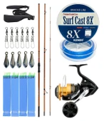 YekOutdoor Profesyonel Olta Seti Okuma Trio Rex Surf 420cm 120-250 gr 3 Parça Surf Kamışı&Shimano Makina Socorro 6000 SW - 1