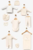 Bebitof %100 Pamuk Sevimli Yavru Zürafa Desenli 10 Parça Kutulu Yenidoğan Hastane Çıkışı Zıbın Seti Krem BBTF.KRM.10129 - 1