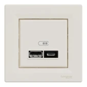 Schneider Electric EPH2700323 Asfora Krem USB Prizi İkili 2.4A Type A+C thumbnail 2