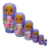 Ahşap Matruşka Bebek Altılı Set Mor thumbnail 2