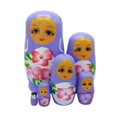 Ahşap Matruşka Bebek Altılı Set Mor thumbnail 3