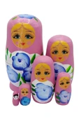 Ahşap Matruşka Bebek Altılı Set Gül Pembe - 8
