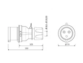 Bemis CEE Norm 3X32A 220V IP44 Düz Fiş thumbnail 2