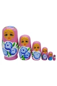 Ahşap Matruşka Bebek Altılı Set Gül Pembe - 6
