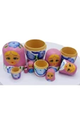 Ahşap Matruşka Bebek Altılı Set Gül Pembe - 10