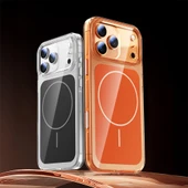 iPhone 17 Pro Kılıf Kablosuz Şarj Özellikli Şeffaf Kamera Kontrol Butonlu Lugano Kapak thumbnail 12