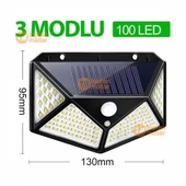 Projektör 100 Ledli Işık Sensörlü Güneş Enerjili Solar Lamba thumbnail 2