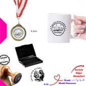 Kişiye Özel Kitap Sever Seti - Ahşap Mühür, Madalya ve Kupa Bardak B Serisi - 1