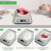 Dijital Mutfak Terazisi Paslanmaz Çelik Elektronik Lcd Ağırlık 5 Kg Ölçeklii Pişirme Ölçü Aleti thumbnail 8