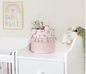 Baby Kullanımı Kolay Desenli Taşınabilir Düzenleyici Yuvarlak Sepet(pembe) thumbnail 2