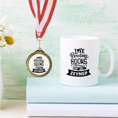 Kişiye Özel Love Reading Beyaz Kupa Bardak ve Madalya - MK07 - 1