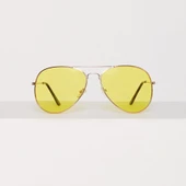 Unisex Gold Metal Çerçeveli Damla Gözlük (kutulu) thumbnail 3