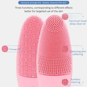 Derin Gözenek Temizliği İçin İnce Kaba Silikon Uçlu Elektrikli Yüz Temizleme Fırçası thumbnail 7