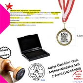 Kişiye Özel Burçlu Kitapsever Hediye Seti - Kitap Damgası ve Madalya - Z Serisi - 1