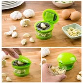 2 Farklı Bıçaklı Hazneli Kapaklı Pratik Sarımsak Soğan Rendesi thumbnail 2