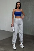 Rahatlığın Şıklığı Tarz Gri Paçası Lastikli Eşofman Altı thumbnail 8