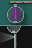 Tenis Raketi Tipi Masaüstü Olabilen Gece Lambalı Sinek Kovucu,öldürücü Raket thumbnail 8