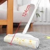 Teleskopik Saplı 24 Cm Yapışkanlı Tüy Rulosu Uzayabilen Hav Tüy Toz Toplayıcı Rulo 2 Yedekli thumbnail 7