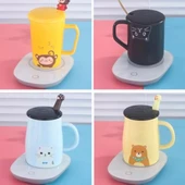 55 Derece Sabit Sıcaklıkta Seramik Metal Cam Kupa Isıtıcı thumbnail 1