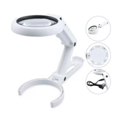 Usb Şarj Edilebilir Katlanabilir 3.5-10x Büyüteç 8 Ledli Masa Ve Eliçin  Taşınabilir Büyüteç Fs90rc thumbnail 1