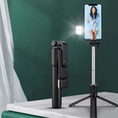 Kendiliğinden Led Işıklı Kumandalı Uzayabilen Selfie Çubuğu,masa Üstü Tripod thumbnail 1