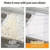 Mermer Desenli Mutfak Duvar Kağıdı Sticker - 5m X 60cm: Su Ve Yağa Dayanıklı, Yüksek Sıcaklık Esnekliğine Sahip Tezgah, Dolap, Ocak Yenileme Folyosu T10 - 7