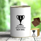 Kişiye Özel Kitap Kurdu Temalı Çikolata Konservesi - MK01 - 1