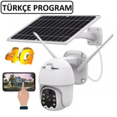 Sim Kartlı 4g Ptz 360 Hareketli Solar Güneş Enerjili 1080p Kamera Türkçe Program Son Sürüm thumbnail 1
