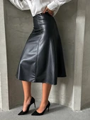 BİÇOMİ Komple parçalı deri etek siyah h26441 thumbnail 1