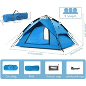 Naturehike 3 Kişilik Otomatik Kamp Çadırı (Mavi) thumbnail 3