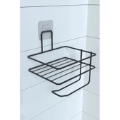 Buffer® Kendiliğinden Yapışkanlı Tuvalet Kağıdı Tutacağı Ve Yedek Raf - Siyah Modern Metal Tasarım - 7