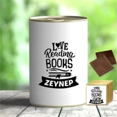 Kişiye Özel Love Reading Tasarımlı Hediyelik Çikolata Konservesi - MK06 - 1