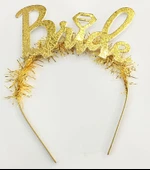 Altın Renk Bekarlığa Veda İtalik Yazı Alyanslı Bride Taç - 1