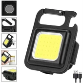 Led Anahtarlıklı Cep Boy Cob Led Metal Kasa Mıknatıslı Şişe Açacağı Usb li Şarj Edilebilir El Feneri HS-37 - 1