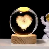 Kalp Tasarımlı Işıklı Cam Küre Cap 6 Cm Kod 62 - 1