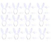 Beyaz Tavşan Kostüm Seti – Taç Papyon Kuyruk 12 li Paket - 1