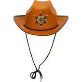 Kovboy Şerif Şapkası Kahve 12 Adet - Kostüm Parti ve Gösteri Şapkası - 1