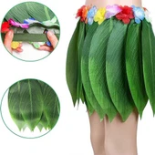 Tropikal Esintili Hawaii Yapraklı Parti Eteği Yetişkin Boy - 1