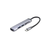 Usb Hub Combo 5In1 Usb Type-C Sd + Tf Card Gri HDX7039 - 1