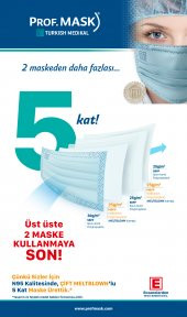 Prof mask Prof Mask 5 Kat Cerrahi Maske Turkuaz Tekli Ambalaj Lavantalı (25’li Kutu) - 2