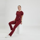 FREESIA Kadın Likralı Üniforma Takımı - Bordo - 1